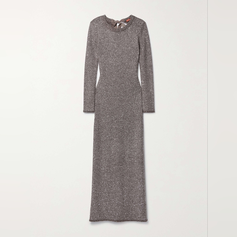 ALTUZARRA Cindy open-back sequined stretch-knit maxi dress Size medium